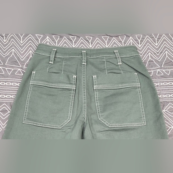 Maeve Stitched Olive Green High Rise Wide Leg Jeans Size 25 - Picture 4 of 10